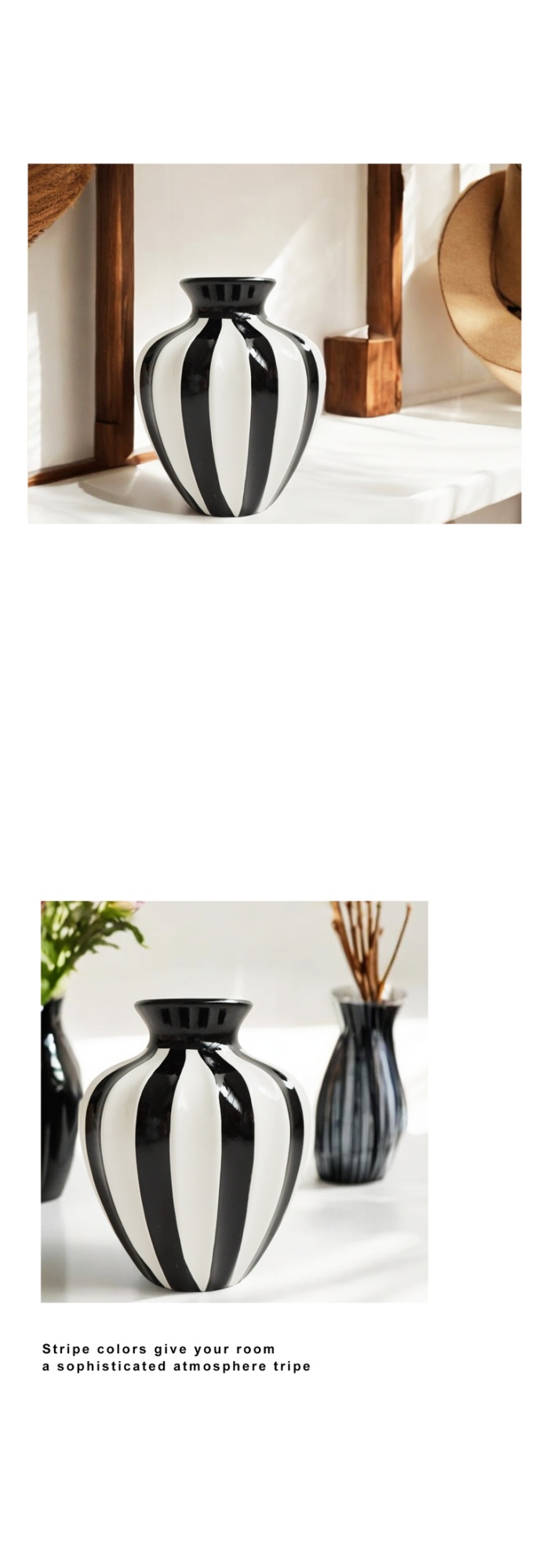 ストライプ柄 花瓶 Sサイズ Ssize インテリア 送料無料・メール便不可