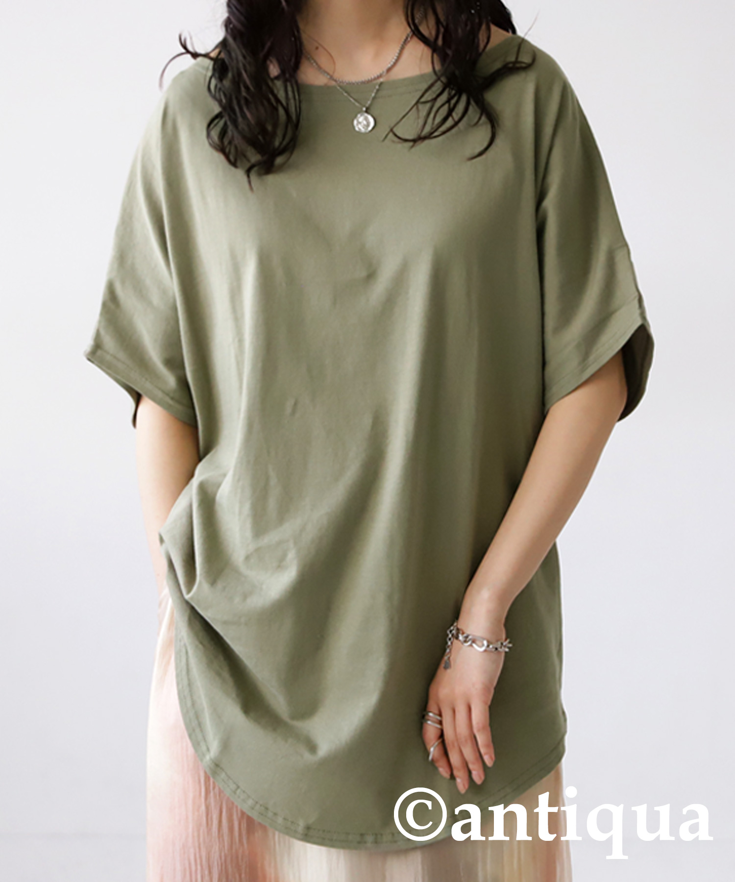 特別送料無料 ボートネック ドルマントップス Tシャツ レディース トップス・再再販。80ptメール便可 | antiqua | 08