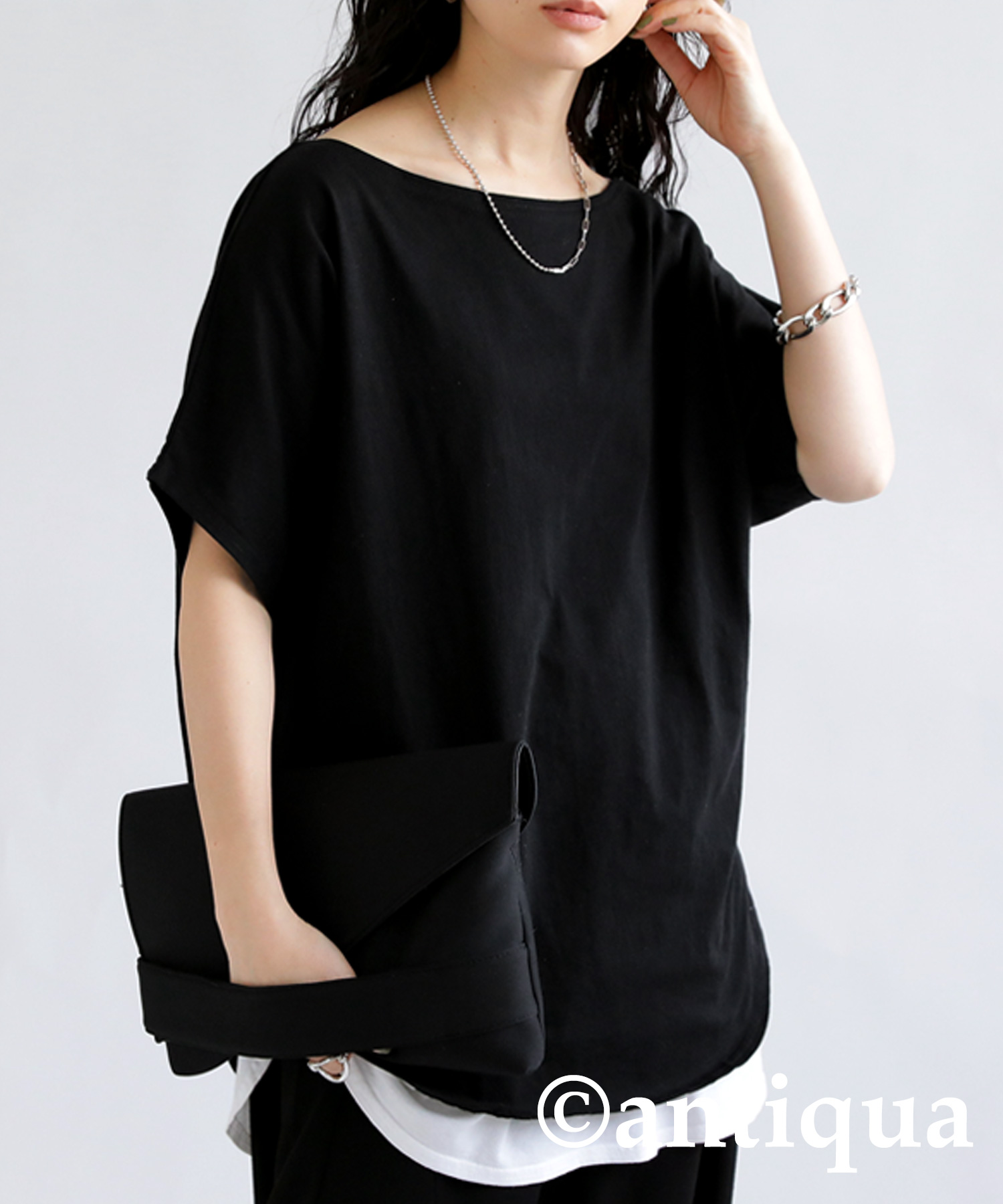 特別送料無料 ボートネック ドルマントップス Tシャツ レディース トップス・再再販。80ptメール便可 | antiqua | 02