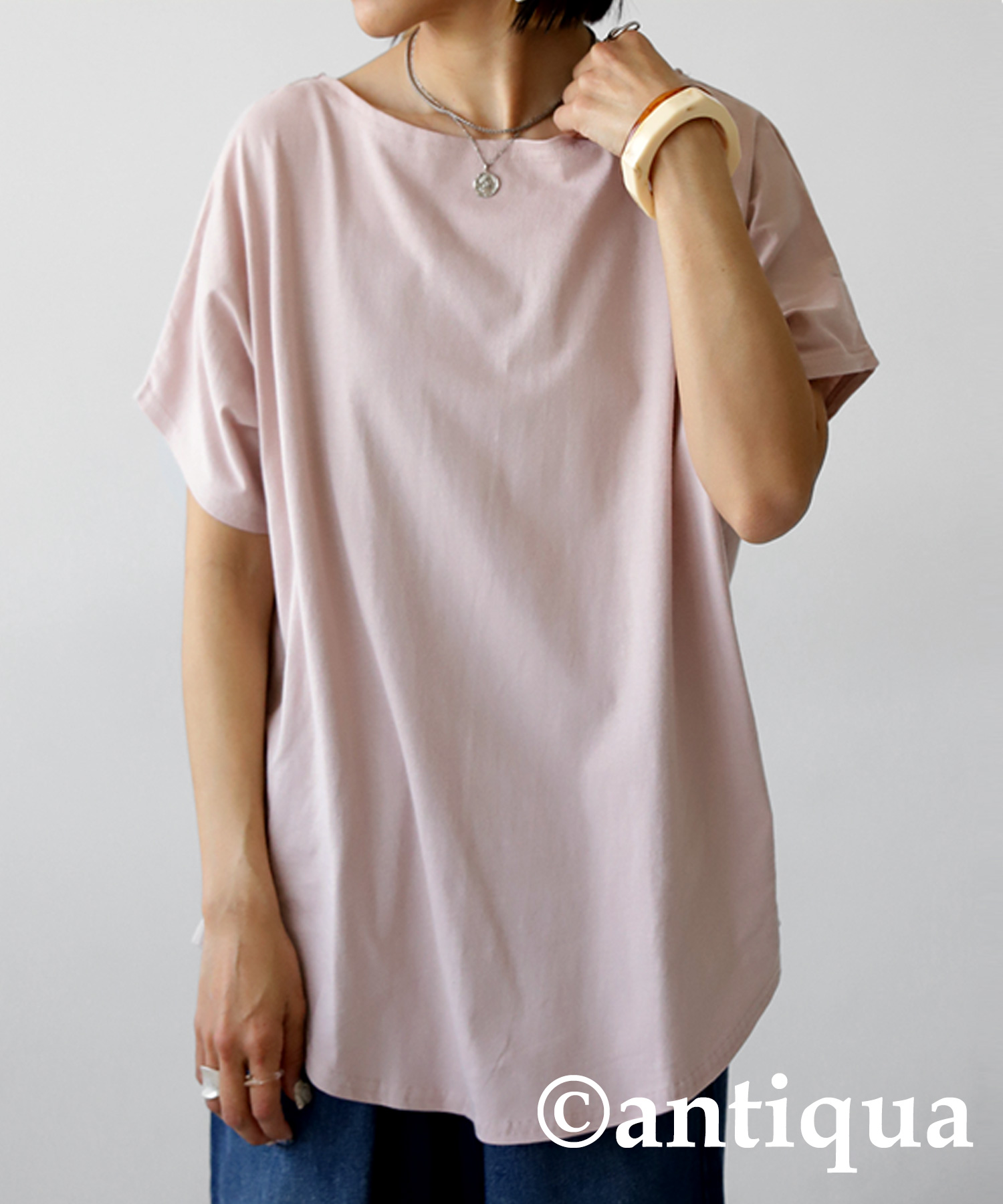 特別送料無料 ボートネック ドルマントップス Tシャツ レディース トップス・再再販。80ptメール便可 | antiqua | 03