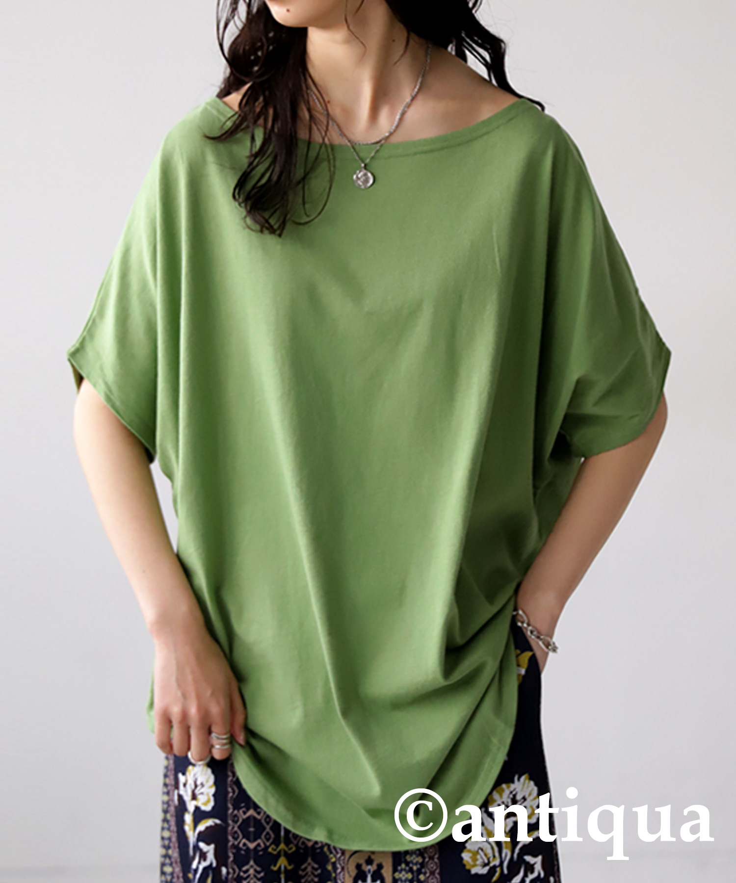 特別送料無料 ボートネック ドルマントップス Tシャツ レディース トップス・再再販。80ptメール便可 | antiqua | 06