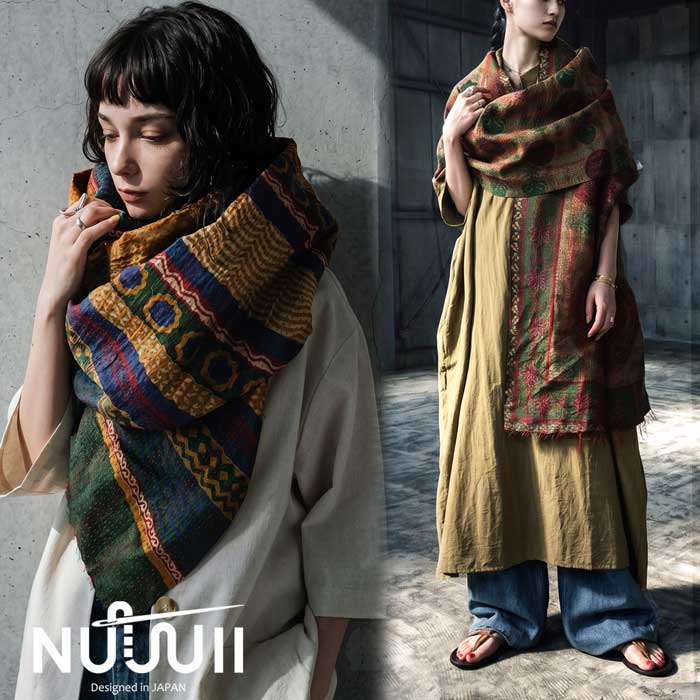 ⚫️シルクショール　ストール　アンティーク　ヴィンテージ 古着　レディース antiqua（アンティカ） シンプル服を格上げ。ストール レディース 大判