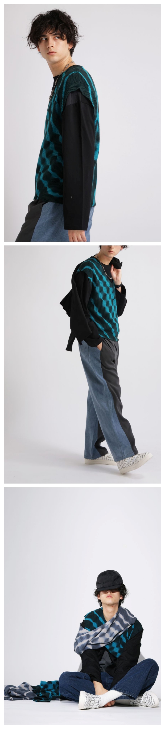 antiqua（アンティカ） タイダイ柄 ニットベスト レディース ベスト 綿