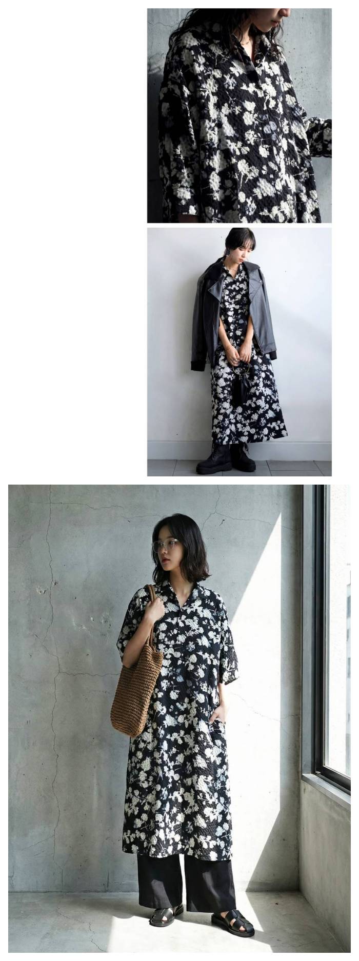 antiqua（アンティカ） シャツワンピース レディース 半袖 花柄 ロング