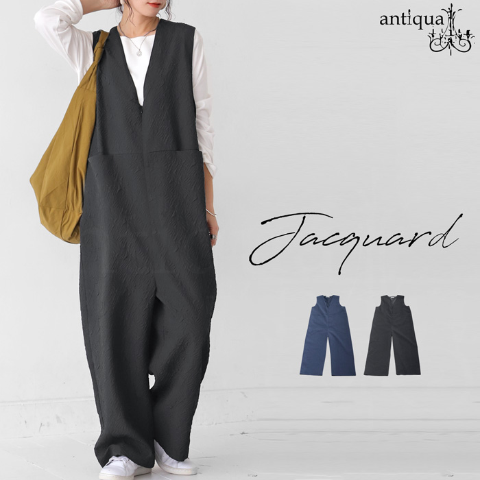 antiqua ジャガードオールインワン オールインワン レディース
