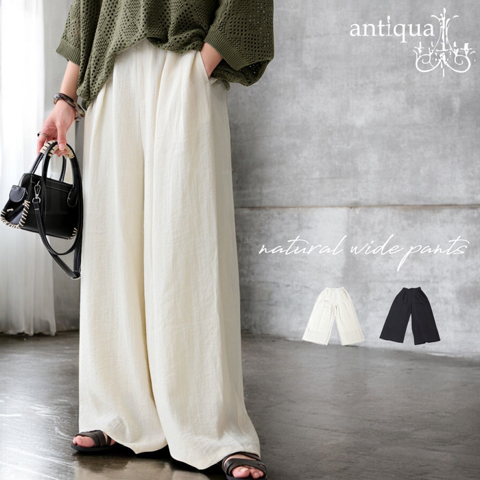 antiqua（アンティカ） シボ感ワイドパンツ レディース タック入り