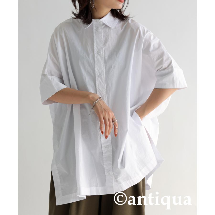コットンシャツ シャツ レディース トップス 半袖 送料無料・50ptメール便可 母の日｜antiqua｜02
