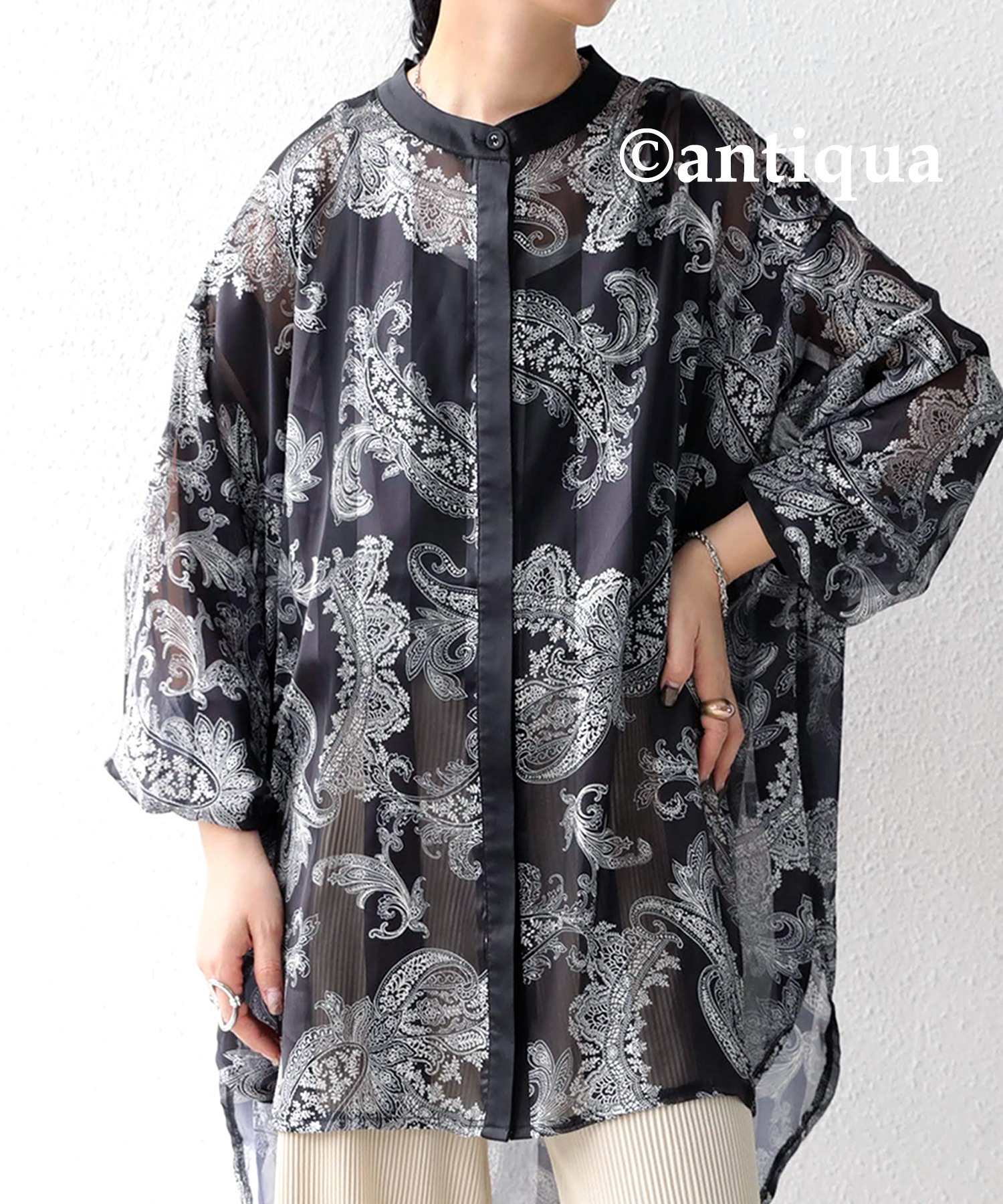 antiqua ペイズリー柄 シアーシャツ シャツ レディース 長袖