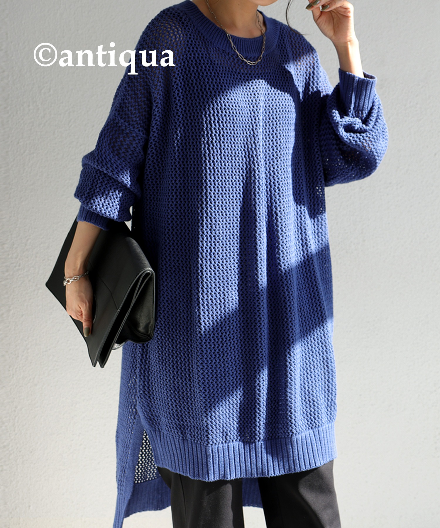 antiqua - patterntorso 透かし編みロングニット ニットの通販