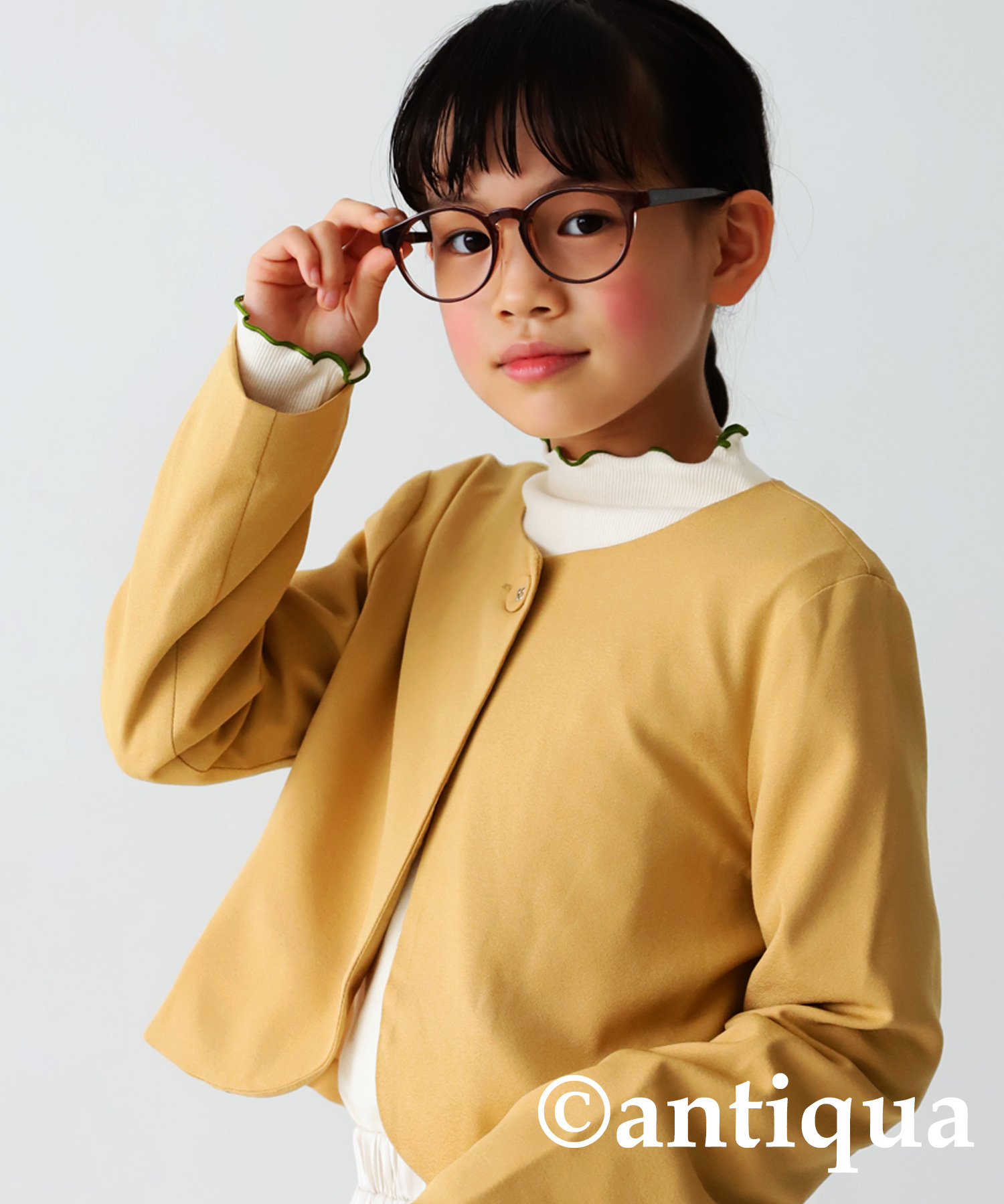 キッズ 子供服 女の子 ジュニア 高学年 ボレロ ジャケット 長袖 無地・(50)メール便可 TOY