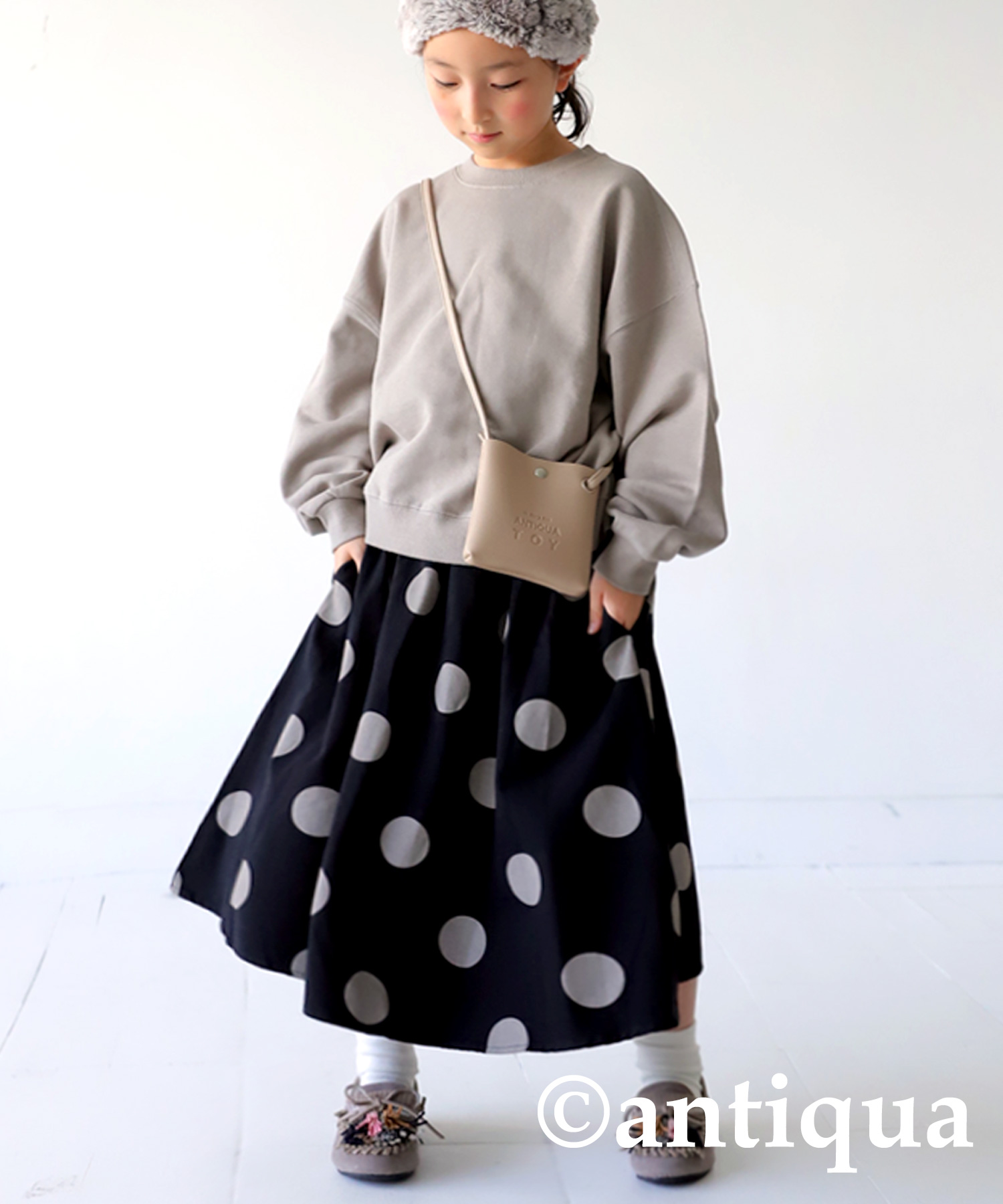 antiqua（アンティカ） スカート ボトムス フレア 水玉 ドット 子供服