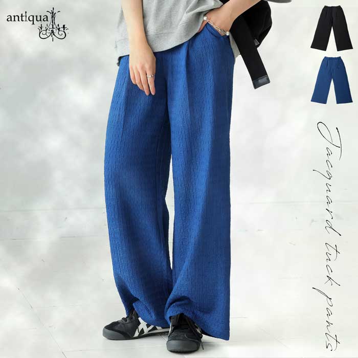 antiqua（アンティカ） 立体ジャガード パンツ レディース ロング