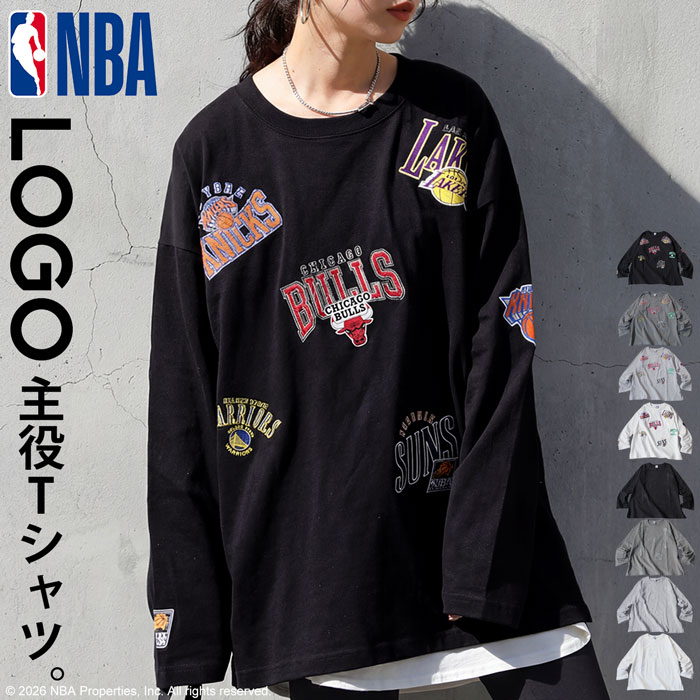 NBA公式 ロゴ刺繍 ロンT レディース クルーネック 送料無料・メール便不可 | antiqua | 02