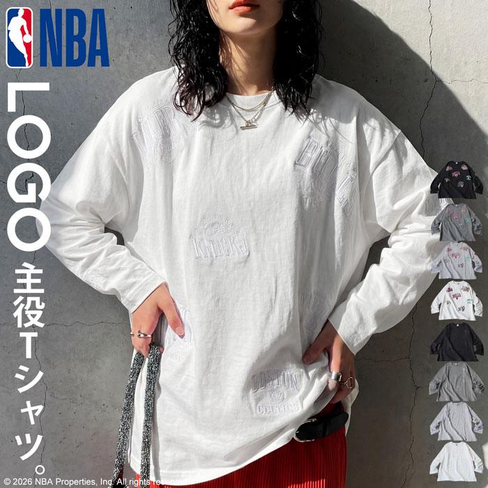NBA公式 ロゴ刺繍 ロンT レディース クルーネック 送料無料・メール便不可 | antiqua | 05