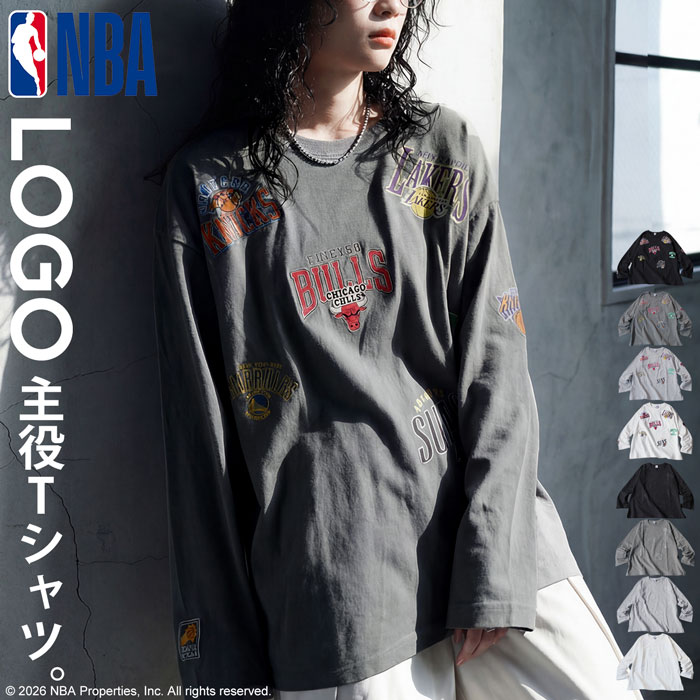 NBA公式 ロゴ刺繍 ロンT レディース クルーネック 送料無料・メール便不可 | antiqua | 04