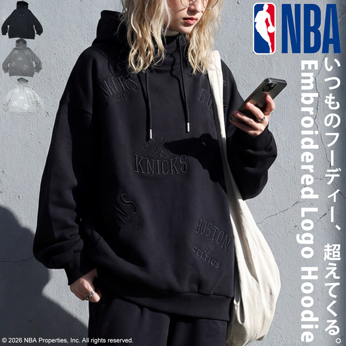 NBA公式 刺繍ロゴ 裏毛 フーディー レディース 綿100 送料無料・メール便不可 | antiqua | 01