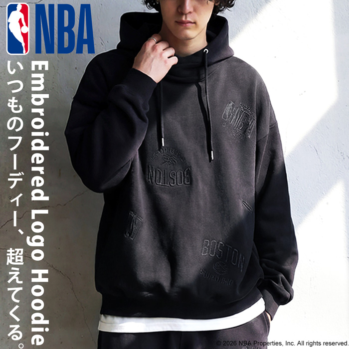 NBA公式 刺繍ロゴ 裏毛 フーディー メンズ 綿100 送料無料・メール便不可 | antiqua | 01