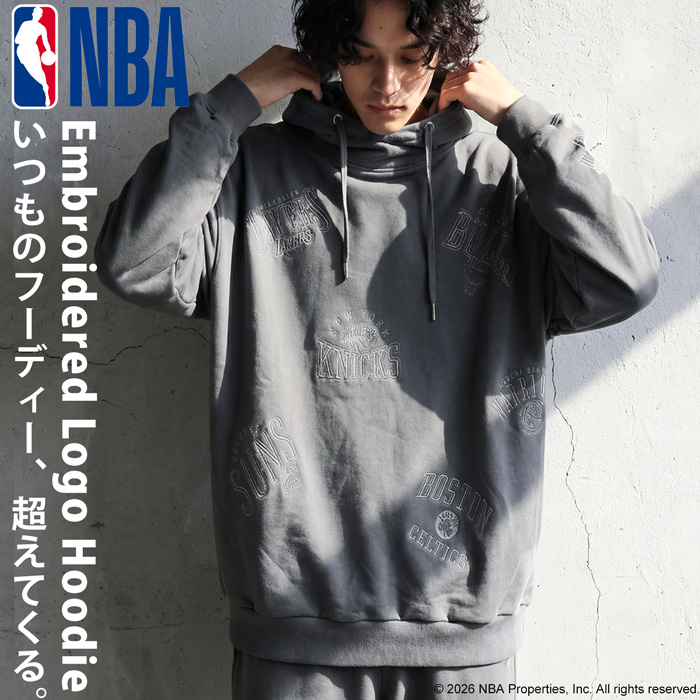 NBA公式 刺繍ロゴ 裏毛 フーディー メンズ 綿100 送料無料・メール便不可 | antiqua | 03