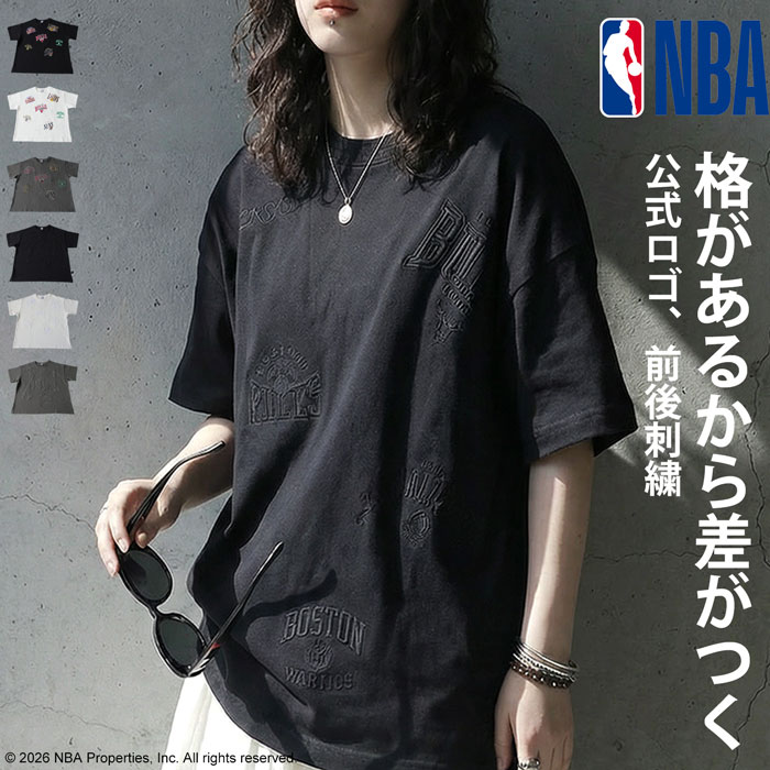 NBA公式 ロゴ刺繍 Tシャツ レディース クルーネック 送料無料・メール便不可 | antiqua | 05