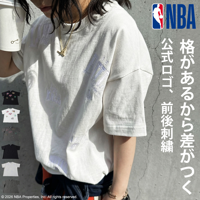 NBA公式 ロゴ刺繍 Tシャツ レディース クルーネック 送料無料・メール便不可 | antiqua | 04
