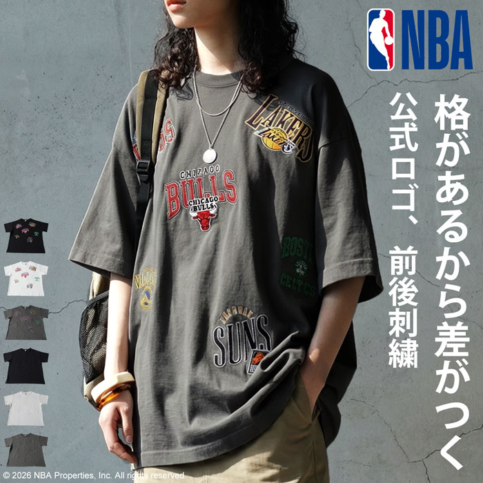 NBA公式 ロゴ刺繍 Tシャツ レディース クルーネック 送料無料・メール便不可 | antiqua | 03
