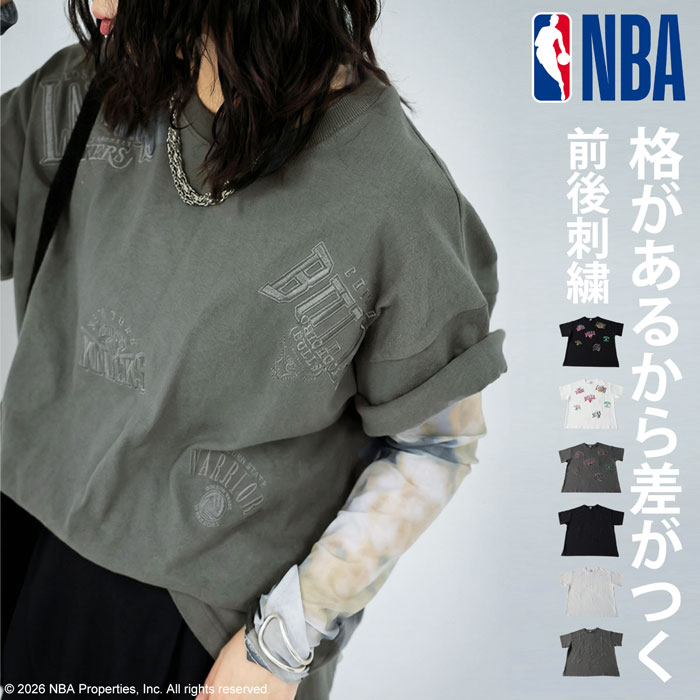NBA公式 ロゴ刺繍 Tシャツ レディース クルーネック 送料無料・メール便不可 | antiqua | 06