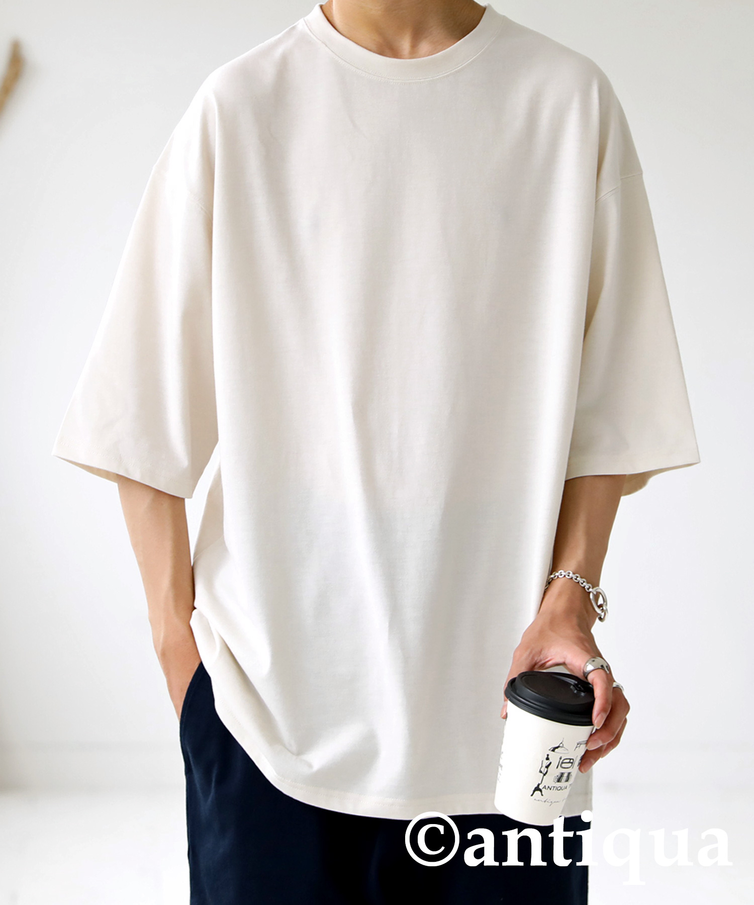 接触冷感 UVカット Tシャツ メンズ 半袖 無地 ビッグT・再再販。50ptメール便可【Z】｜antiqua｜03