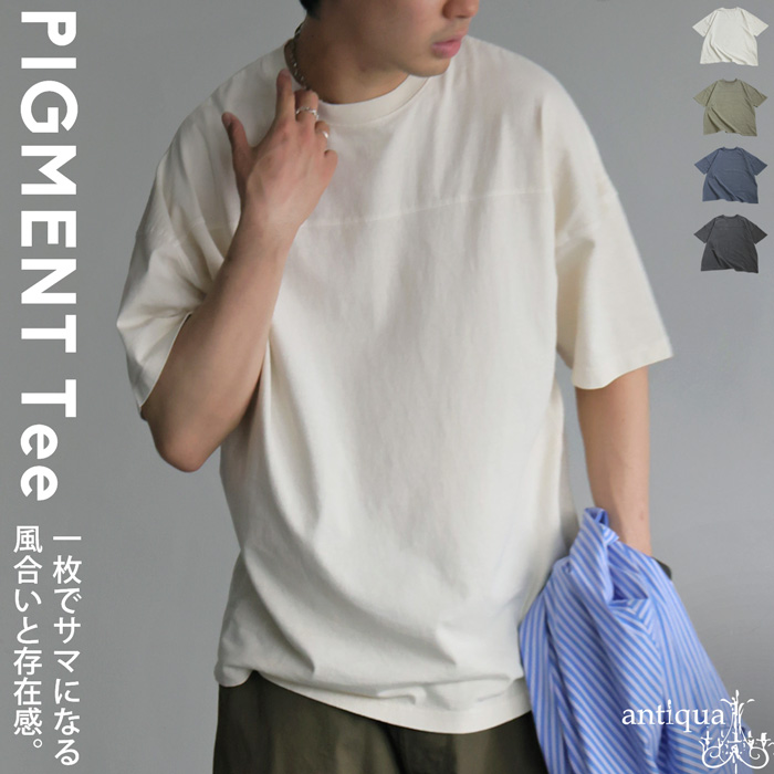 ヴィンテージ風ビッグTシャツ メンズ 半袖 綿 クルーネック・5月19日10時〜発売。80ptメール便可 | antiqua | 02