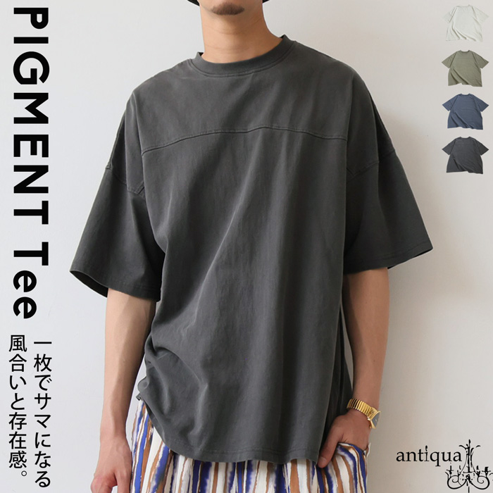 ヴィンテージ風ビッグTシャツ メンズ 半袖 綿 クルーネック・5月19日10時〜発売。80ptメール便可 | antiqua | 03