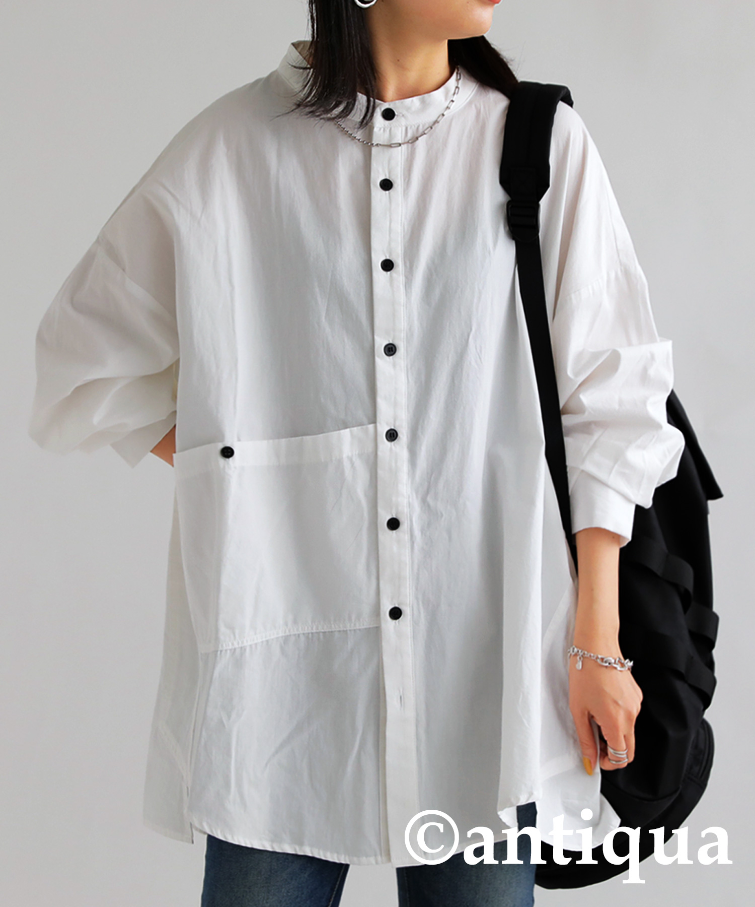 antiqua デザインポケットシャツ シャツ レディース トップス