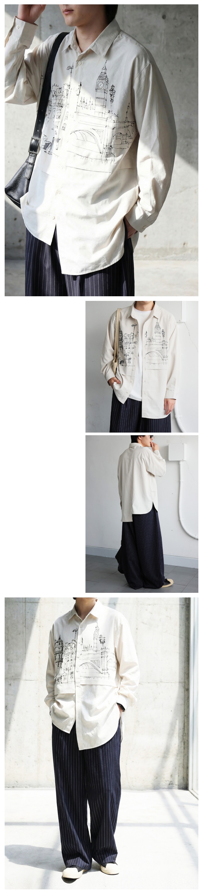 antiqua（アンティカ） アシンメトリー シャツ メンズ 長袖 アート