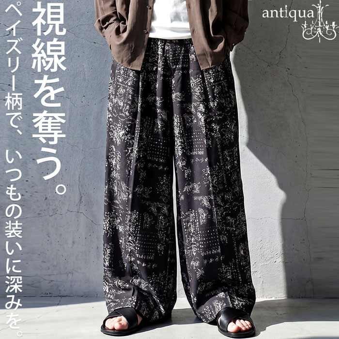 antiqua（アンティカ） ワイドパンツ メンズ ペイズリー調 総柄 ロング