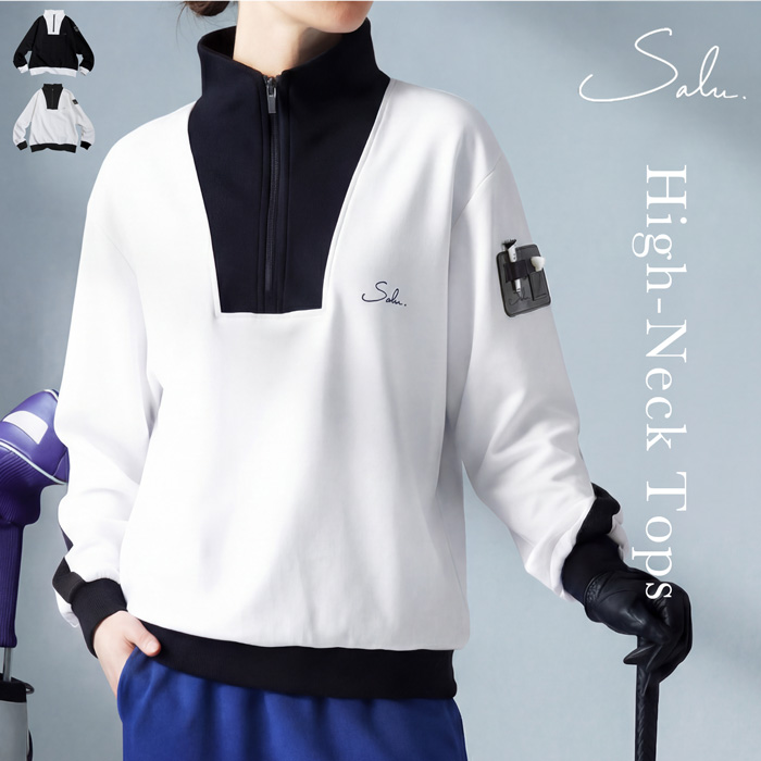 antiqua（アンティカ） ハーフジップ ハイネック トップス レディース