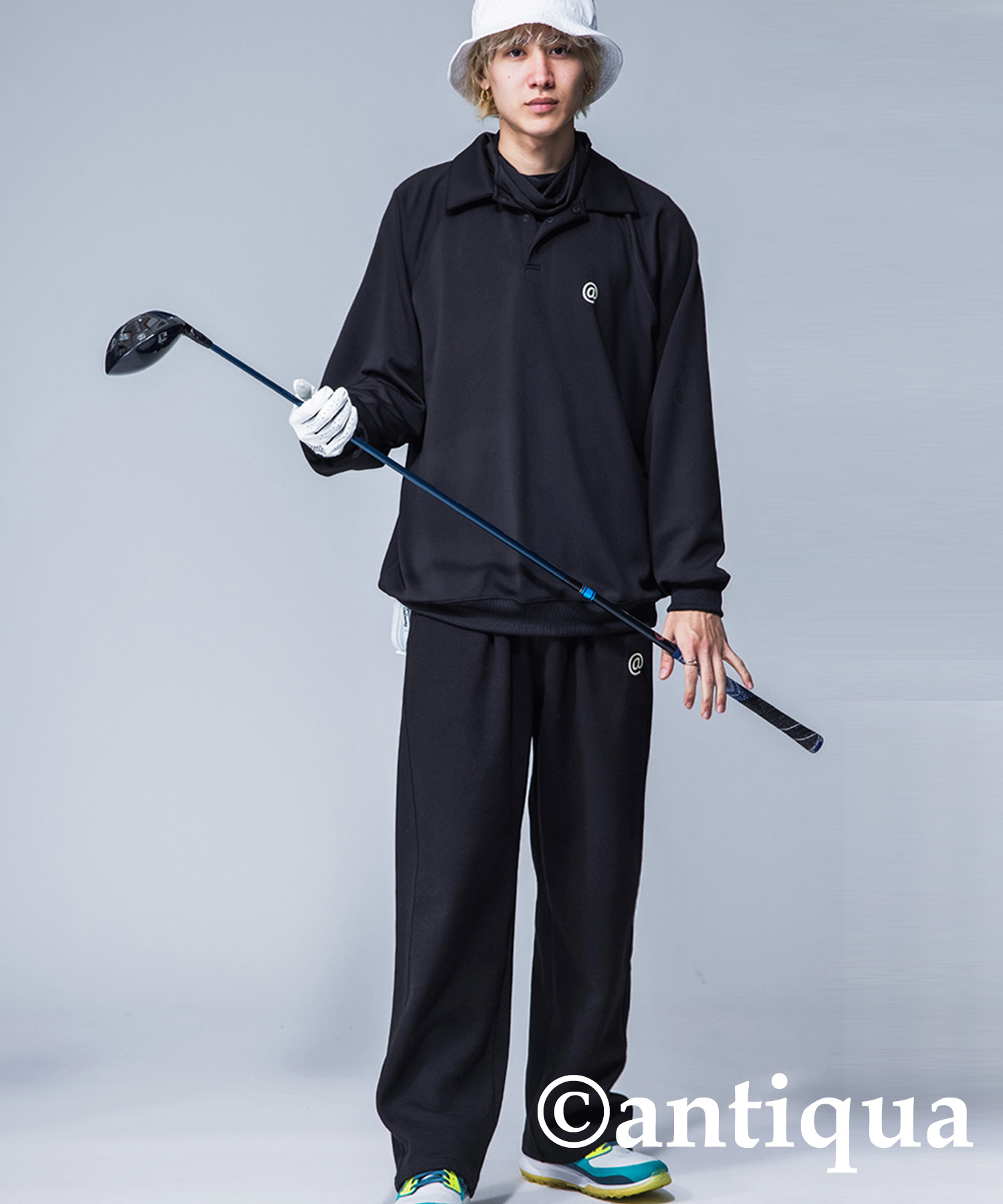 ANTIQUA GOLF×STCH ポロシャツ 長袖 メンズ 送料無料・メール便不可【Z】