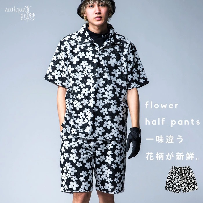 antiqua（アンティカ） ANTIQUA GOLF×STCH 花柄 ハーフパンツ メンズ