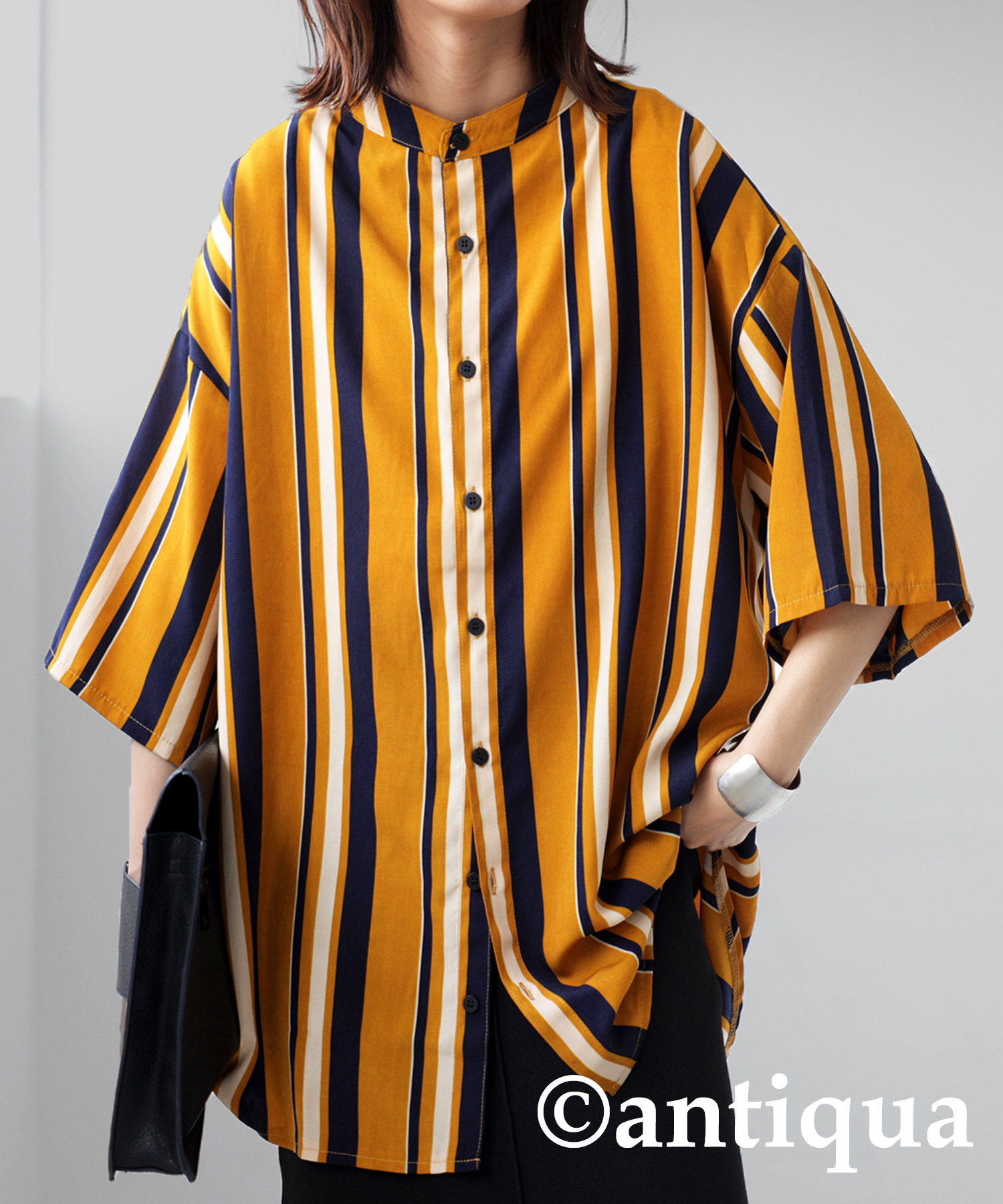antiqua ストライプ柄シャツ シャツ レディース トップス 半袖