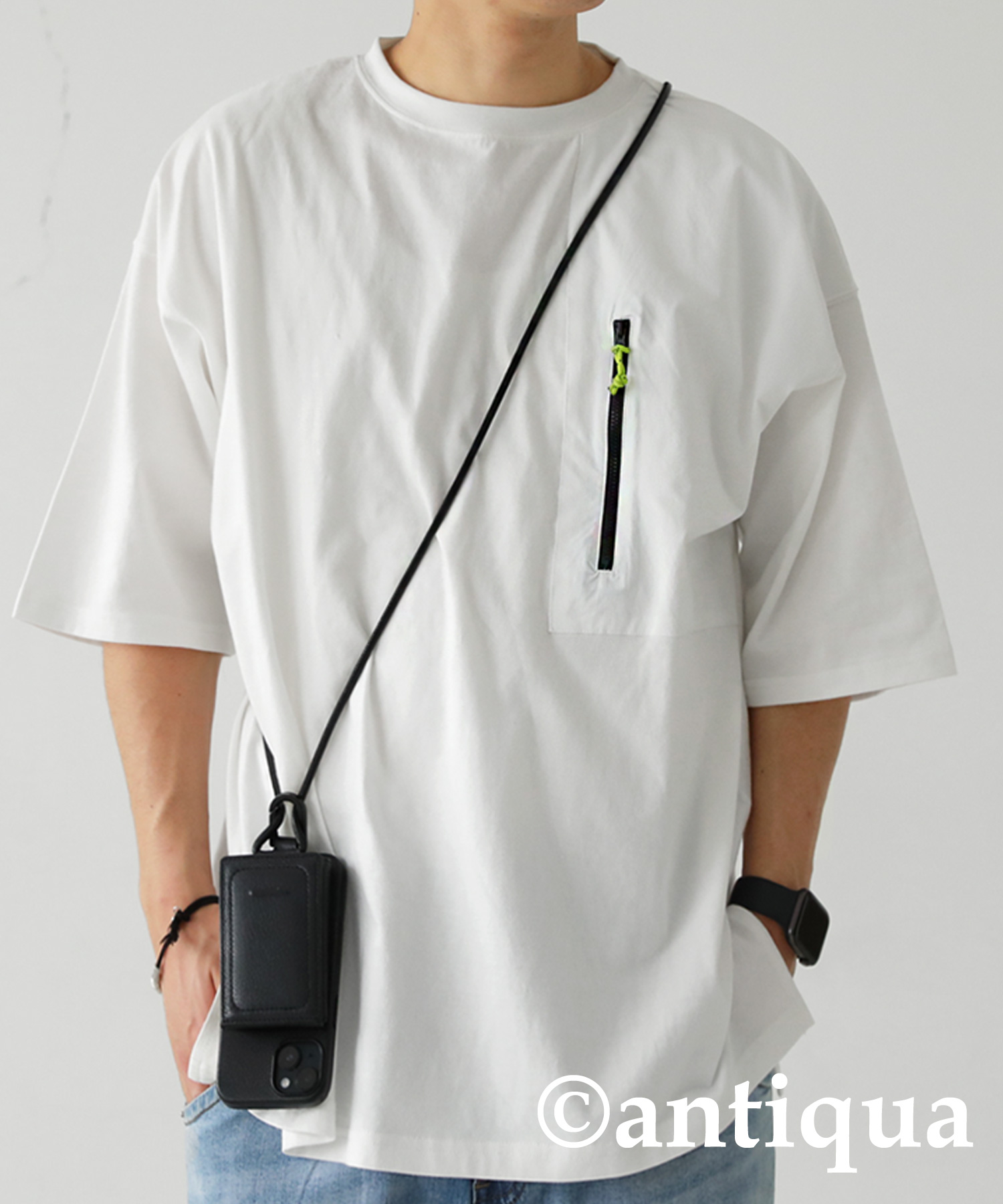 antiqua 異素材ポケットTシャツ Tシャツ メンズ トップス 半袖