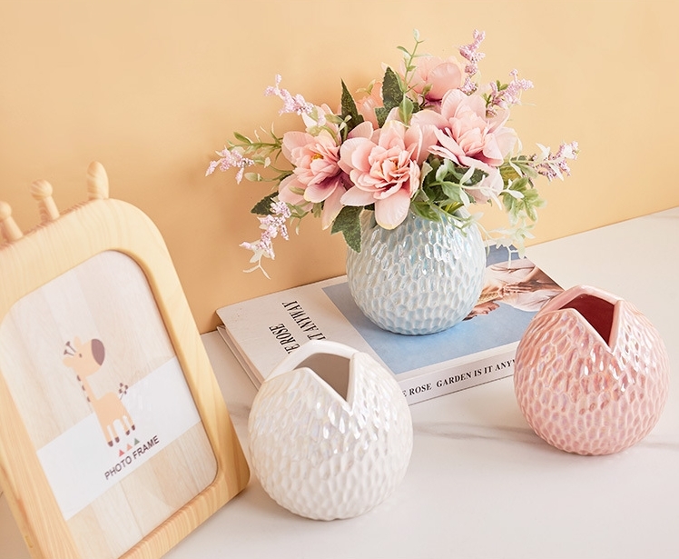 花瓶 ボール フラワーベース 花器 おしゃれ可愛い 陶器 セラミック
