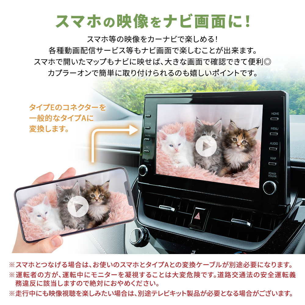 カーナビ用 HDMI 変換ケーブル トヨタ NSZT-Y64T Eタイプ Aタイプ 1.5m ミラーリング アダプター コネクター 純正ナビ 車用 高品質 関連画像3