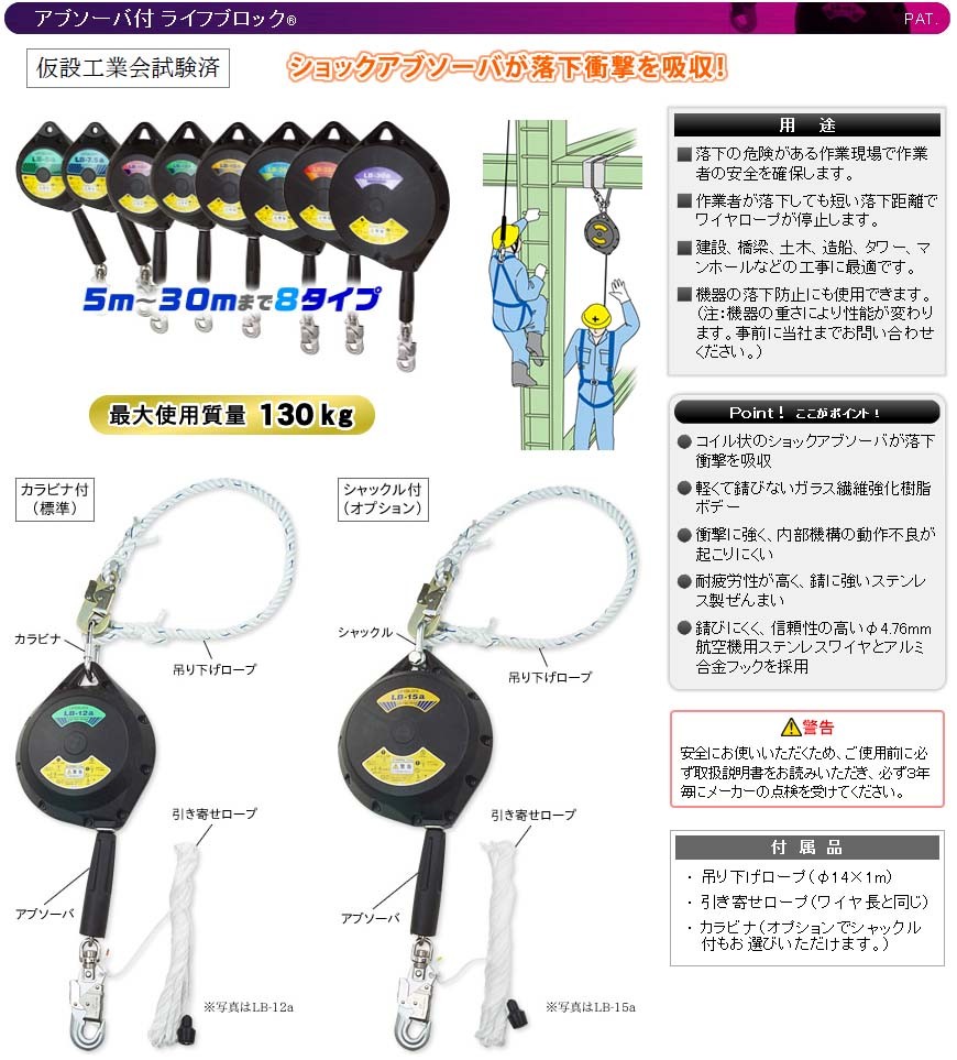 最安値】 123 ライフブロック LB-35 1セット カラビナ付き吊り下げ