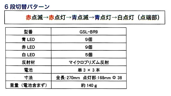 ポータ工業 LED現場活動用シグナルライト GSL-BR9 (メーカー直送/代引き決済不可)合図灯 誘導灯 誘導棒 警備員 交通整理 事故現場  工事現場 : 309-055 : 安全サービスＹahoo！店 - 通販 - Yahoo!ショッピング