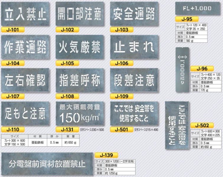 当店限定販売吹付け用プレート 「開口部注意」 J-102 工事用 工事現場