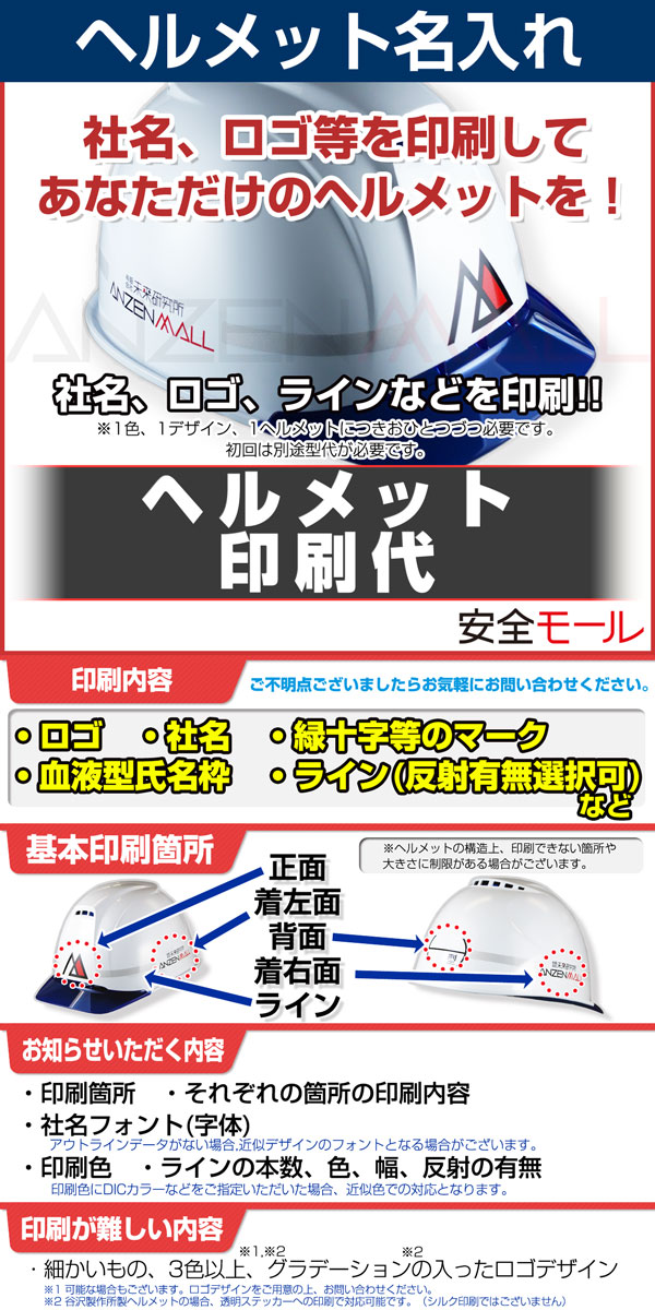 1商品画像ヘルメット 印刷用型代【ヘルメット用アクセサリー・関連商品・装備品】