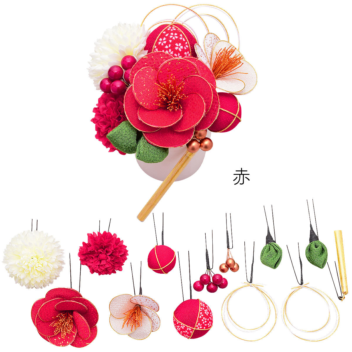 Arenca フラワー髪飾り アレンカ No.8343 雪椿 花かんざし 13点セット