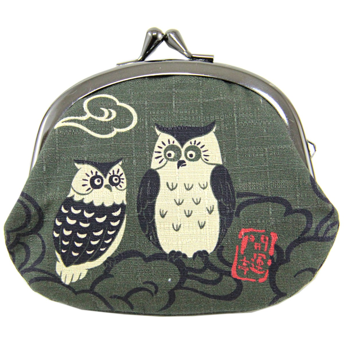 開運亭 がま口財布 縁起3.3寸小銭入れ 綿100% 前田染工 : あおい 正直  