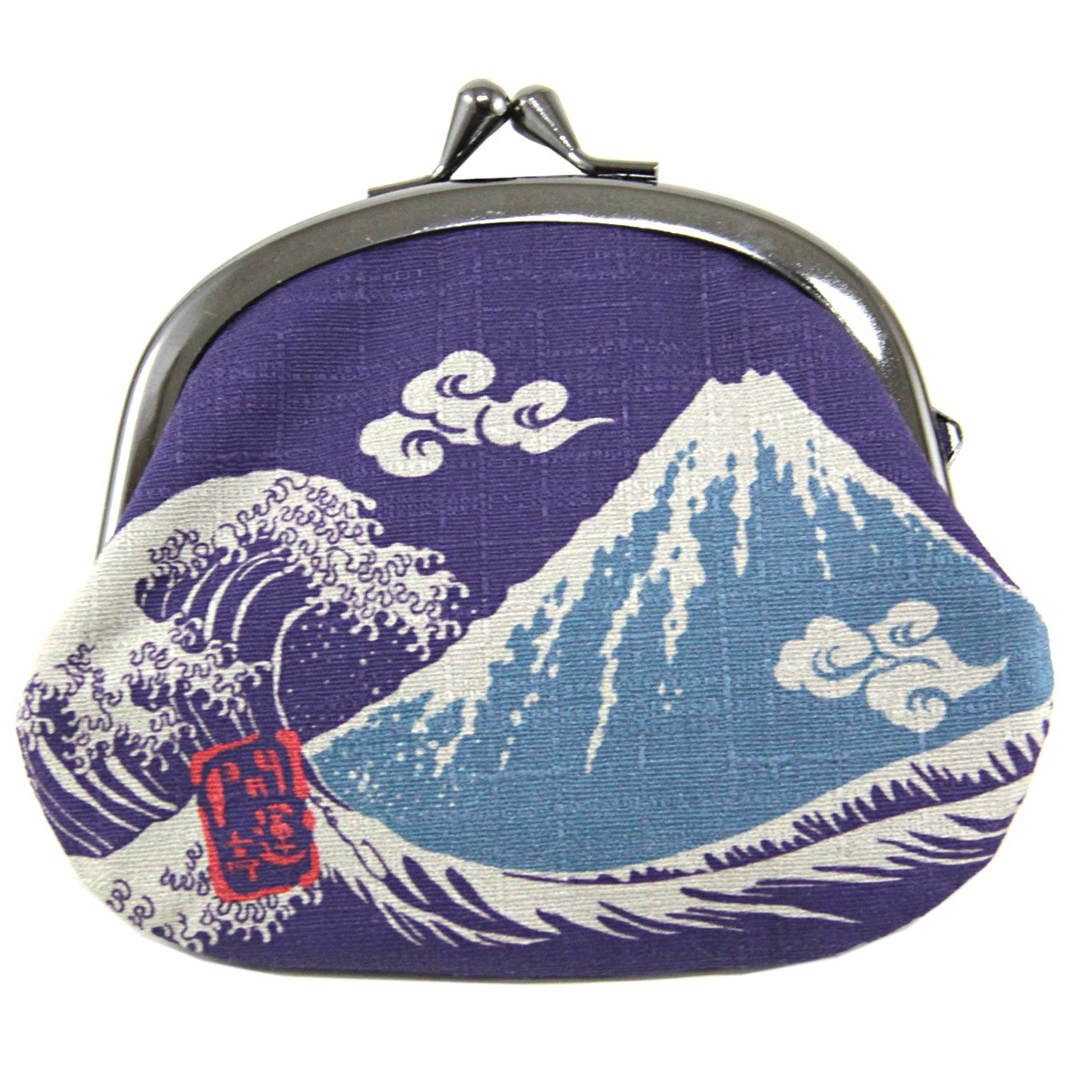 開運亭 がま口財布 縁起3.3寸小銭入れ 綿100% 前田染工 : あおい 正直  