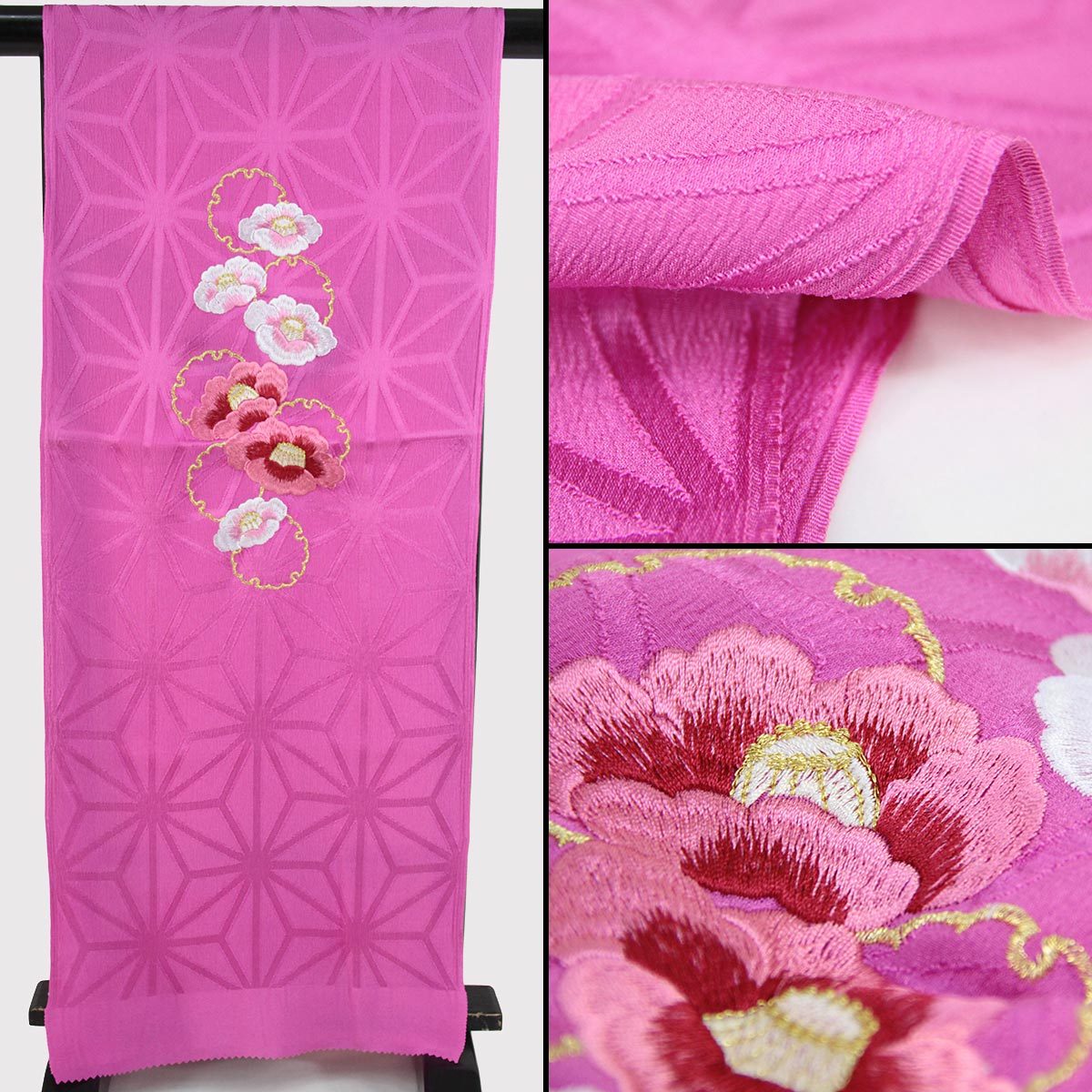 薄いピンク 花柄刺繍 振袖 帯付き 吉澤の友禅 薄ピンク 花丸文（【振袖・袋帯・長襦袢のセット商品です