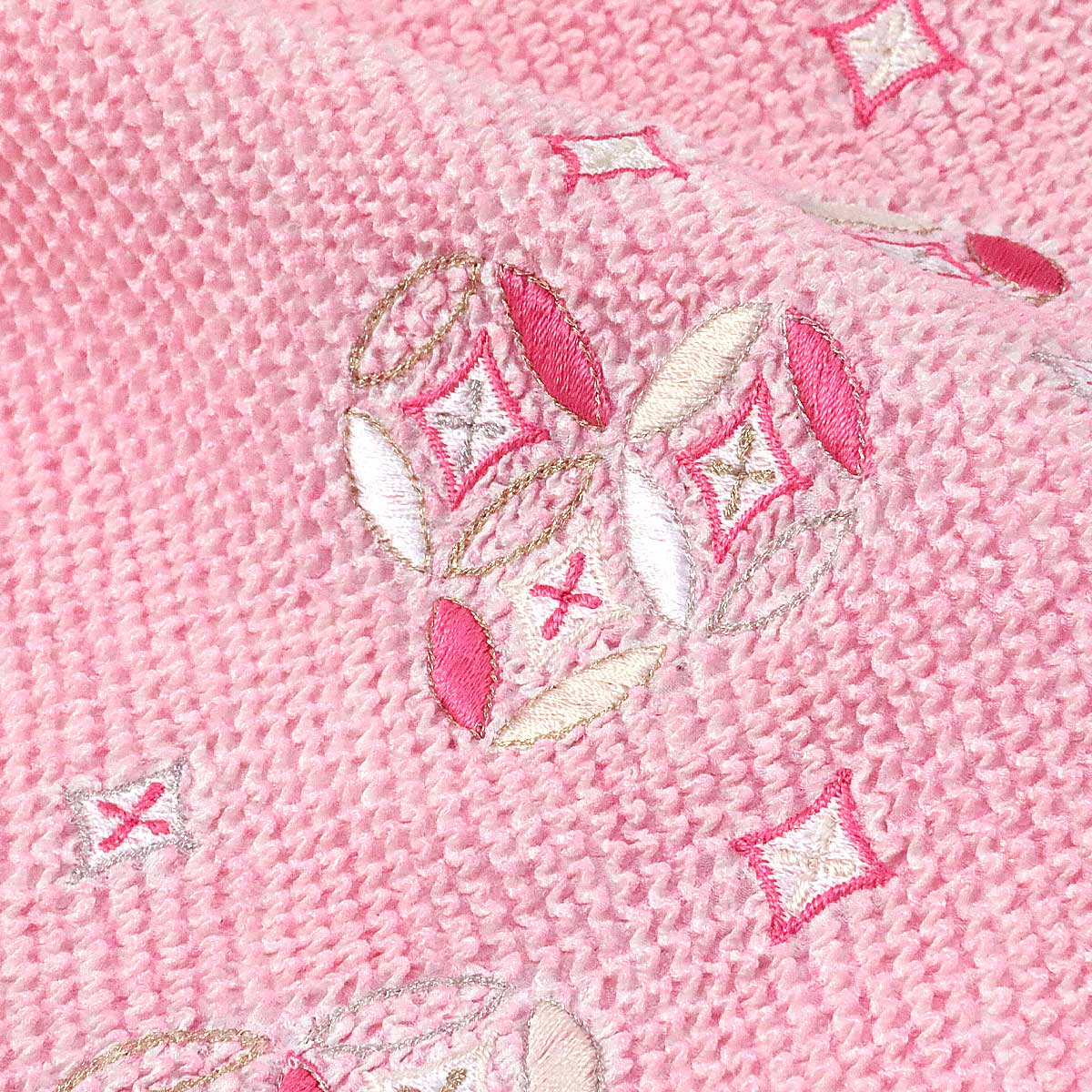 総絞り帯揚げ 振袖用 -2F- 正絹 鹿の子絞り 四つ巻き 刺繍入り 絹100