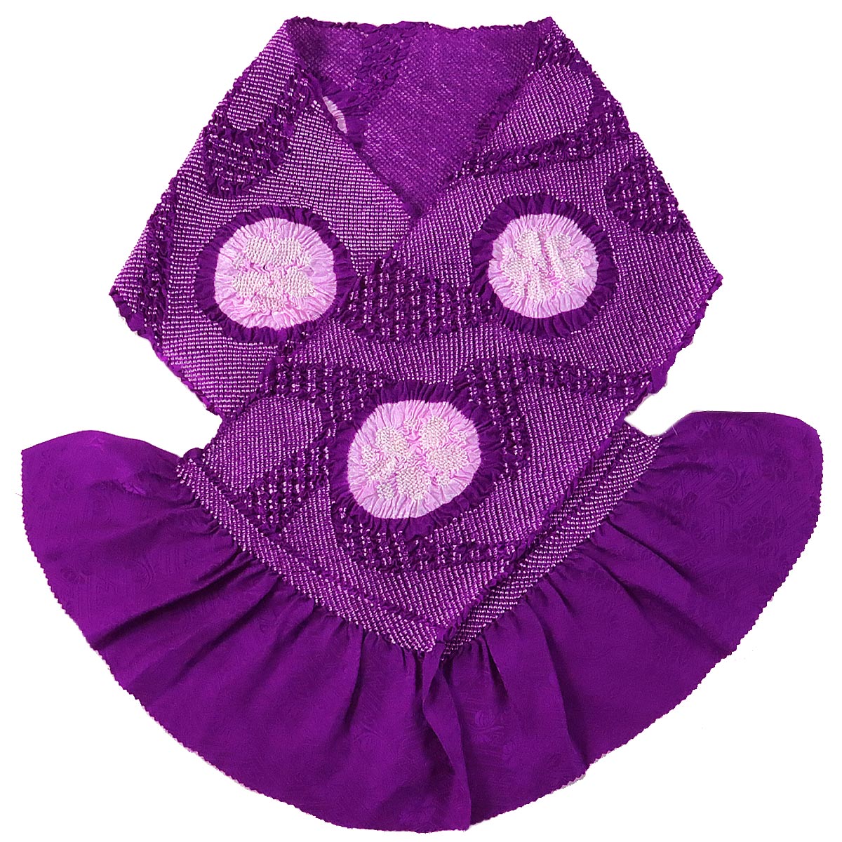 総絞り帯揚げ 振袖用 -3A- 濃紫 正絹 鹿の子絞り 四つ巻き 絹100