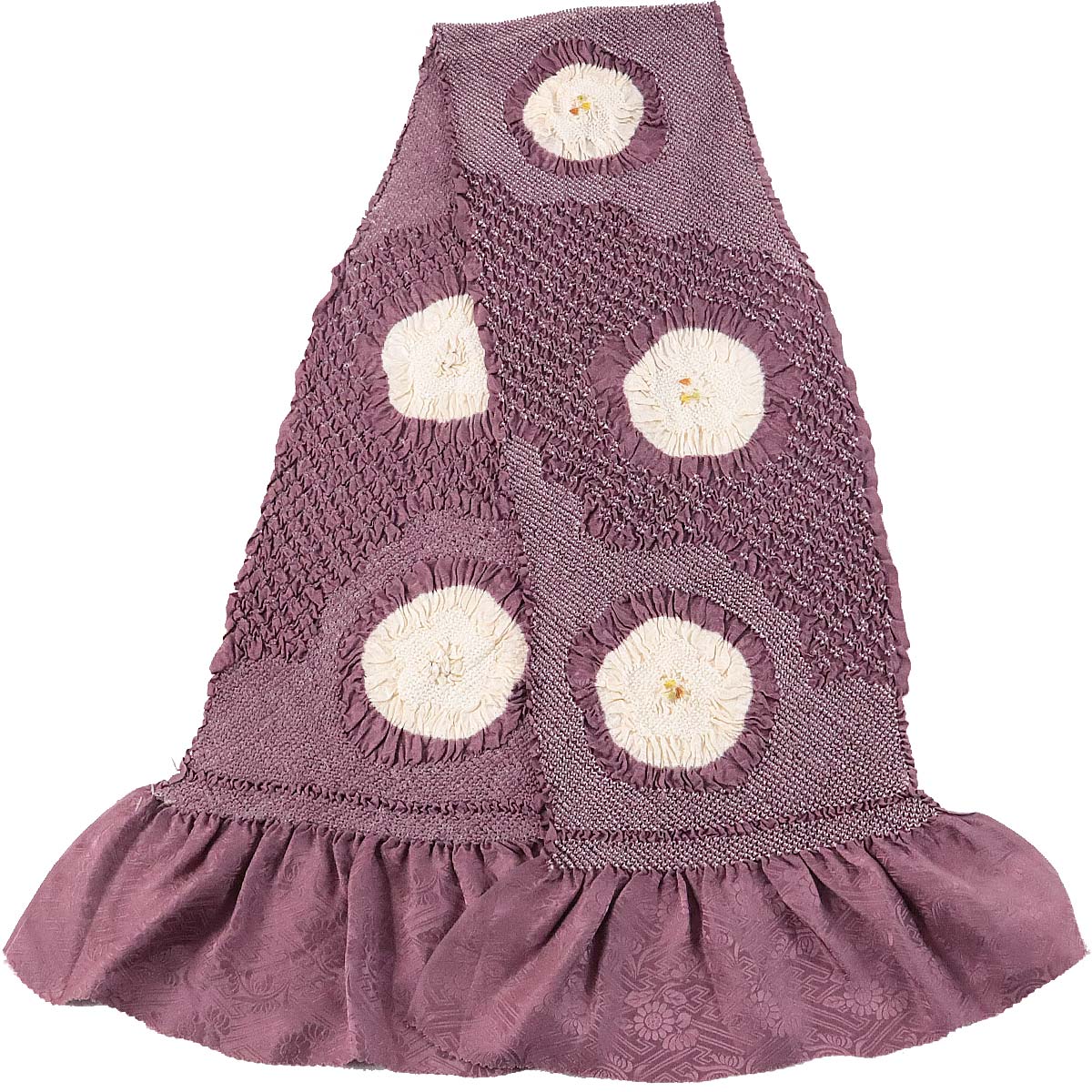 総絞り帯揚げ 振袖用 -3H- 葡萄鼠 正絹 鹿の子絞り 四つ巻き 絹100